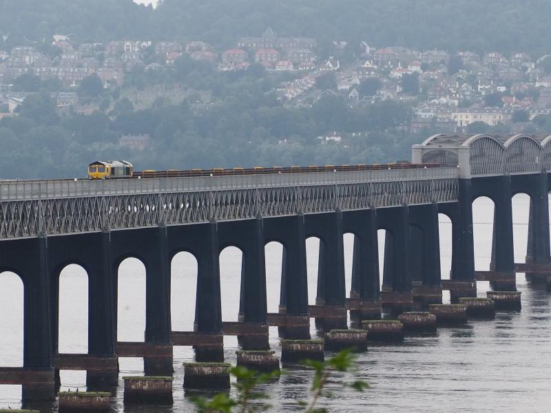 66416 on Tay Bridge: 66416 Crosses Tay Bridge with an Inverurie to Millerhill trip on 29 August 2021 Photo of 66416 on Tay Bridge