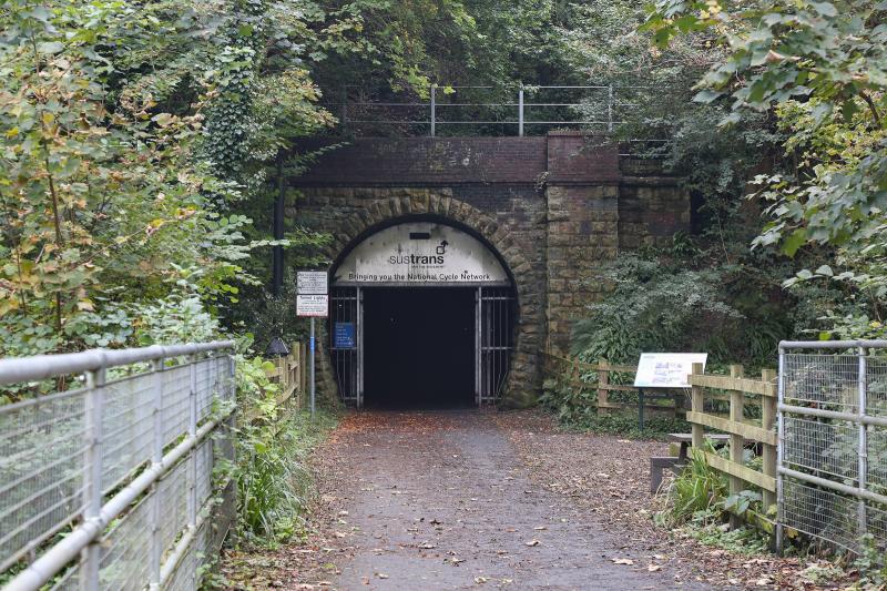 Combe Down Tunnell: The north portal of Combe Down tunnel on the former Somerset and Dorset Railway, now part of the Two Tunnels Greenway. Photo of Combe Down Tunnell