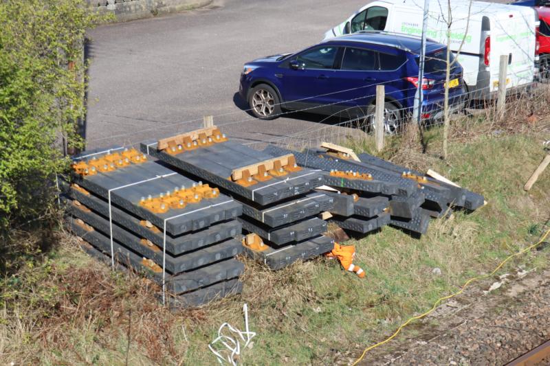Sicut Recycled Plastic Sleepers: Picture taken at the track relaying job at Fort William Junction on Sunday. As obviously not enough for that particular job was wondering where they were to be used. Photo of Sicut Recycled Plastic Sleepers