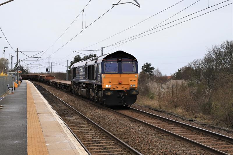 Morse on 6K13?: 66302 on 6K13? 15.45 Lanark Jct to Millerhill S.S. at Newcraighall on 03/04/2022 Photo of Morse on 6K13?