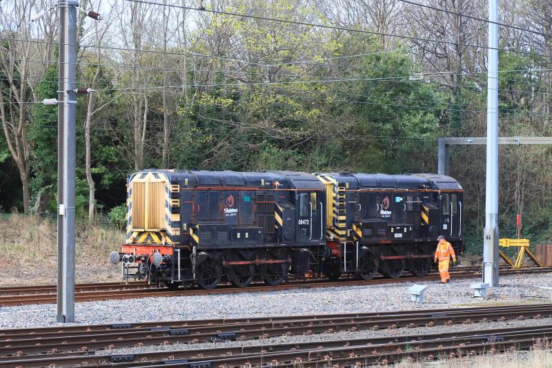 Shunting a Shunter or a Class 13: 08472 shunting 08596 at Craigentinny on 06/04/2022. Staff took 10 to 15 minutes to get 08596 ready. Photo of Shunting a Shunter or a Class 13