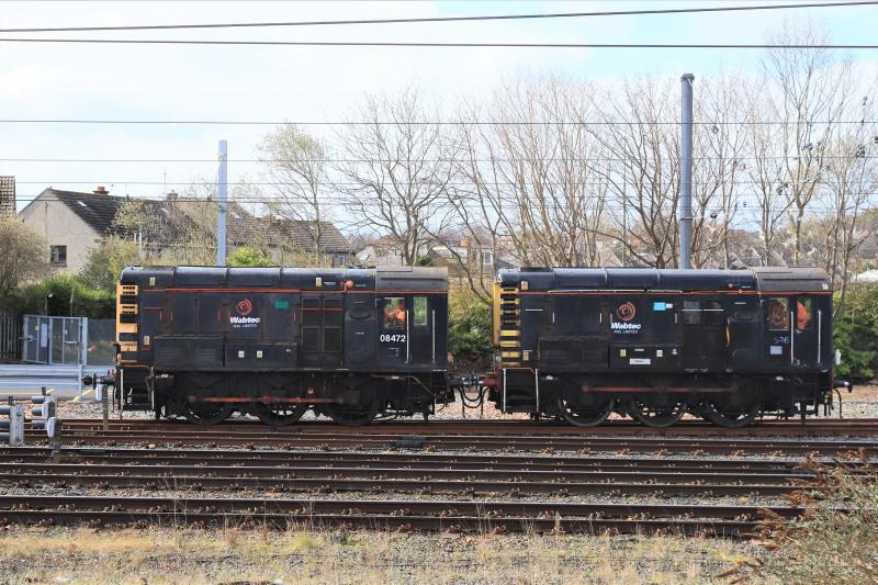 Shunting a Shunter or a Class 13: 08472 shunting 08596 at Craigentinny on 06/04/2022. Staff took 10 to 15 minutes to get 08596 ready. Photo of Shunting a Shunter or a Class 13