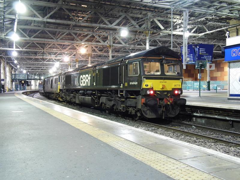 66779 14/04/22: 66779 Evening Star and 73968 double head the 0421 Edinburgh- Inverness sleeper on 14/04/22 pictured before a slightly late departure of 0432 Photo of 66779 14/04/22