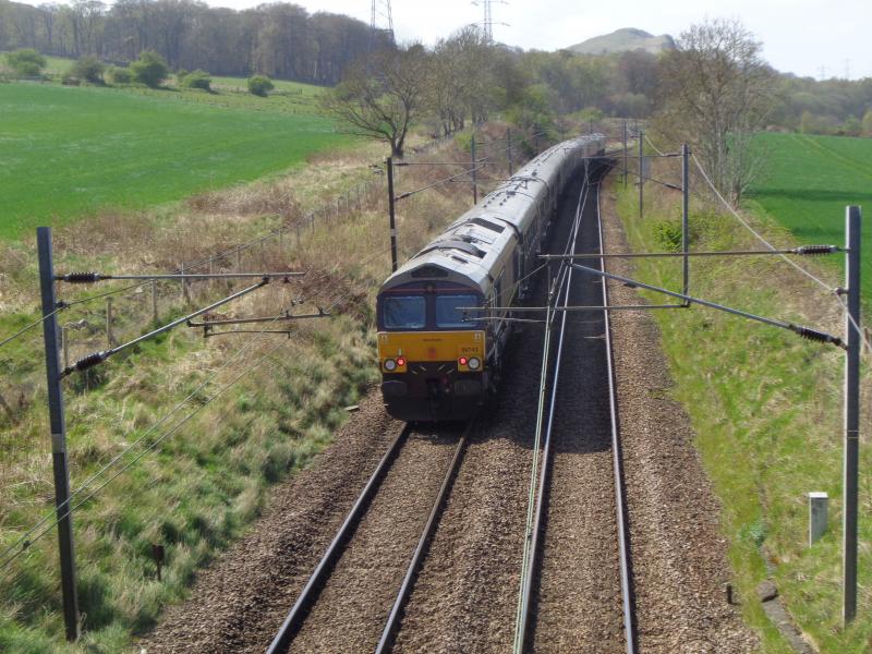 Royal Scotsman to Hamilton : 66743 on rear looking to Kaimes Quarry Photo of Royal Scotsman to Hamilton