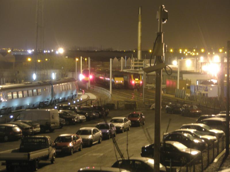 Queuing for bed!: A Pendolino, a NXEC 91, and a Super Voyager queue up for entry into Polmadie following a busy day. Photo of Queuing for bed!