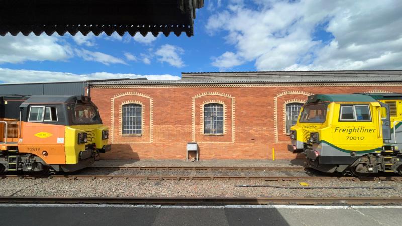 Face to Face: Awaiting their next line of duty during the Bo'ness Summer Diesel Gala, Freightliner's 70010 and Colas' 70816 bask in a brief period of sunshine awaiting the return of 47643 and 27001. (28/05/2022) Photo of Face to Face
