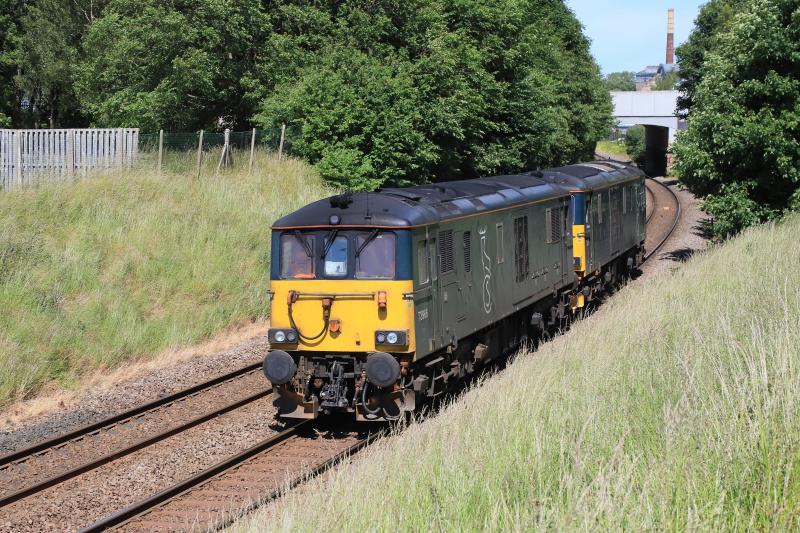 0Z88: 73966 + 73970 on 0Z88 14.00 Caigentinny T & RSMD to Elderslie passing Peffermill Playing Fields on 22/06/2022 Photo of 0Z88