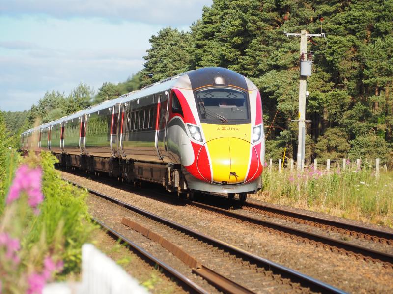 LNER Open Golf Special: 800113 is pictured near Ladybank on the 06:12 1Z01 Edinburgh to Dundee Open Golf Special Service 13 July 2022 Photo of LNER Open Golf Special