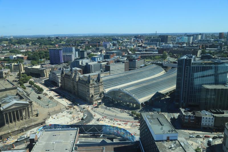 Liverpool Lime Street: View of Liverpool Lime Street from St John's Beacon (Radio City Tower) over 400 feet or 138 metres High. Plenty of Roadworks Photo of Liverpool Lime Street