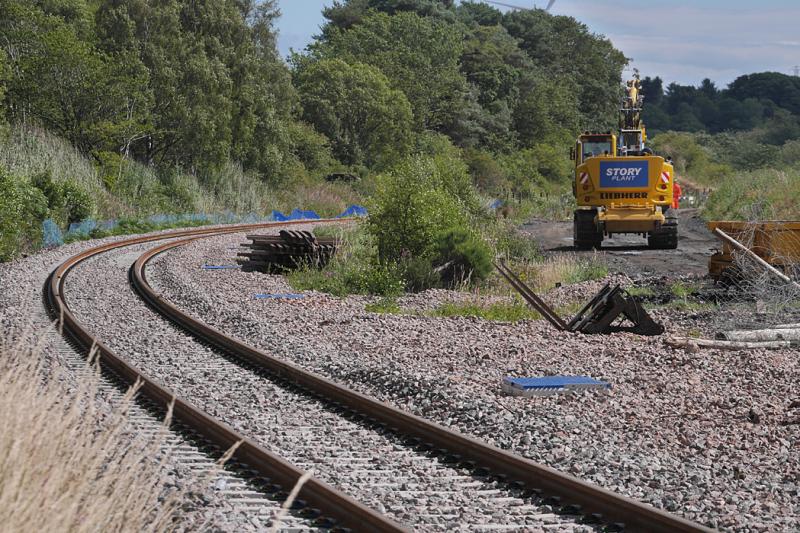 Doubledykes east: Looking east from the threatened Doubledykes crossing. No turnout for the second track visible. 3 August 2022. Photo of Doubledykes east