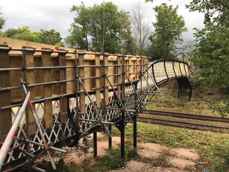 Moray Place footbridge: The currently modified footbridge across the GB&K with ramps to allow cycles to negotiate it Photo of Moray Place footbridge