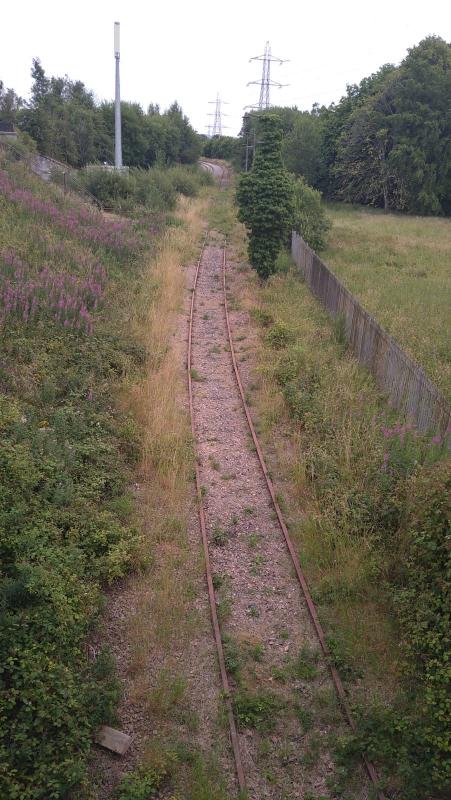 NR access to SAK: A view from other side of bridge showing the NR access from Kincardine colliery to SAK line heading towards Longannet. Photo of NR access to SAK
