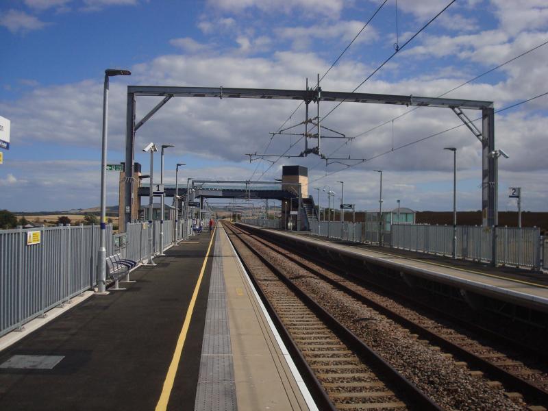 Reston Station: Taken today from Edinburgh end as I awaited the afternoon TP service from Edinburgh to Newcastle. Nicely built and finished station but seems a complete overkill! Photo of Reston Station