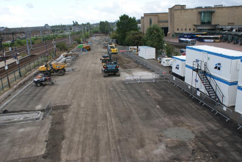 Photo of Stirling Station car park reconstruction looking south. 19.08.22