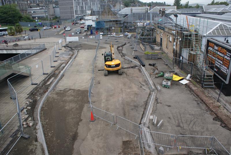 Photo of Stirling Station car park reconstruction looking north. 19.08.22