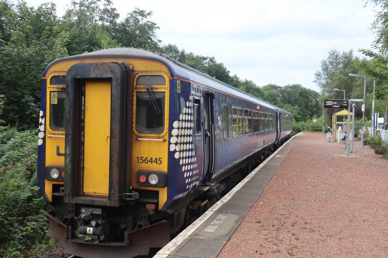 156455 on Edinburgh to Oban Sunday Service: Caught at Connel Station yesterday as it paused for an onetime departure of its last leg to Oban. Fairly lightly loaded from what I could see. Photo of 156455 on Edinburgh to Oban Sunday Service