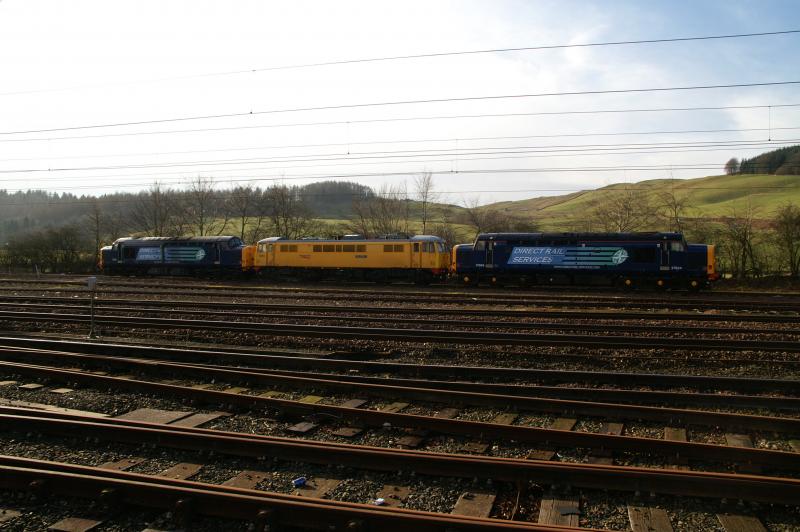2x37+86: 37603+37604 sandwich 86902 in Beattock sidings 31/1/09 Photo of 2x37+86