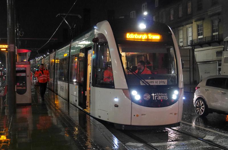 Picardy tram: Tram 271 at Picardy Place, waiting to be led down Leith Walk to Newhaven. 15 March Photo of Picardy tram