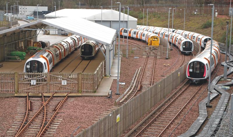 Glasgow Subway Edminston Drive Depot: Highest Set No 13. Wed 29-03-2023 Unit 302 Being Tested. 1st Time I've seen any lights on on them Photo of Glasgow Subway Edminston Drive Depot