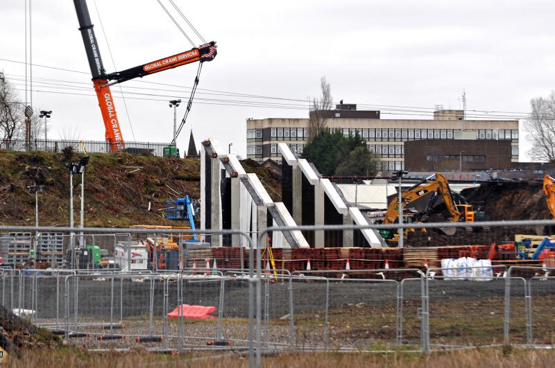 Ravenscraig Project Gap in WCML: Sunday 02-04-23 Gap being cut through WCML For Bridge Photo of Ravenscraig Project Gap in WCML