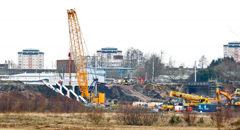 Ravenscraig Project Bridge Gone: Tue 04-04-23 Bridge structure has been moved into the WCML Gap Photo of Ravenscraig Project Bridge Gone