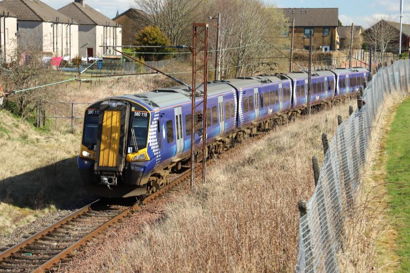 380 115 at Neilston turnback siding. : 380 115 at Neilston Turnback Siding on 5N01 1136 Neilston to Neilston. 31st March 2022. Photo of 380 115 at Neilston turnback siding.