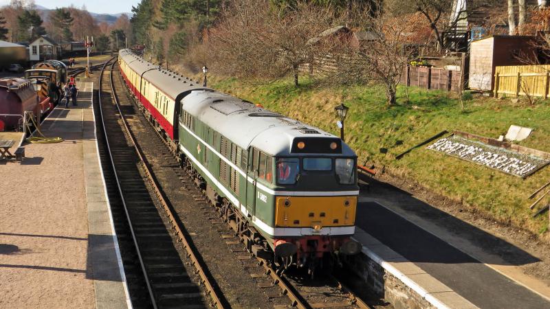 31327 at Boat of Garten, 7th April 2023: Strathspey Railway Mixed Traffic Gala. 31327 arrives at Boat of Garten with 2H05 10:00 Aviemore - Broomhill, 7th April 2023. Photo of 31327 at Boat of Garten, 7th April 2023