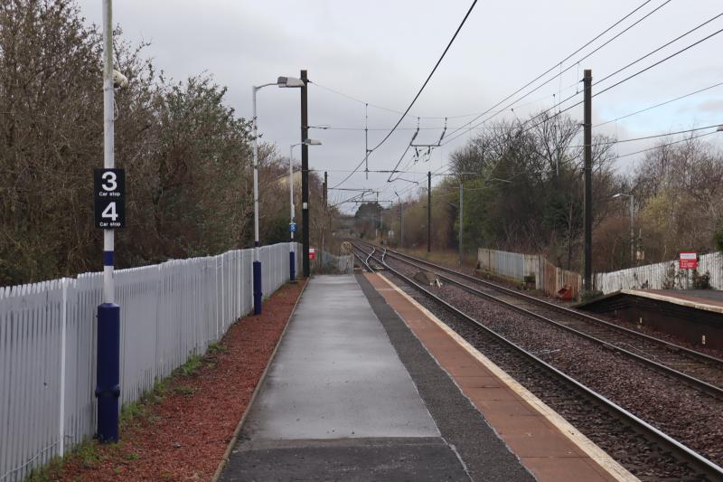 Slatford Station - Stop Boards: As you can see at Slatford Station (Edinburgh) there are at least 2 Stop Boards which are placed so trains stop as close to the entrance as is possible depending on its length. Photo of Slatford Station - Stop Boards