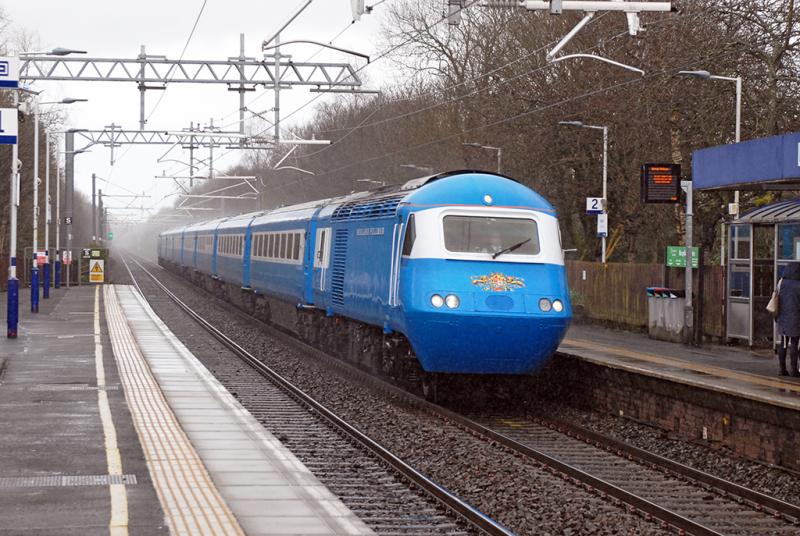 Blue Pullman HST 43047 & 43046 1Z37 Finsbury Park to Fort William: Blue Pullman HST 43047 & 43046 1Z37 Finsbury Park to Fort William 2023-03-18. Lenzie station. Photo of Blue Pullman HST 43047 & 43046 1Z37 Finsbury Park to Fort William