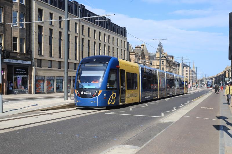 Tram in Leith Walk: Breitling Tram at the McDonald Road stop on 21/04/2023 Photo of Tram in Leith Walk