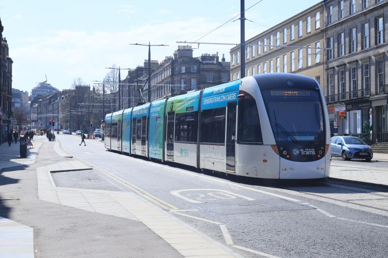 Tram in Leith Walk: Tram 258 approaching Annandale St on 21/04/2023 Photo of Tram in Leith Walk