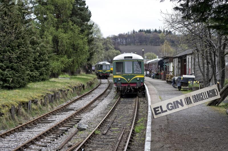 DUFFTOWN 29.4.23 .jpg: A BUSY SCENE AT DUFFTOWN----NICE TO SEE THE NEW TRACK IN PLACE. Photo of DUFFTOWN 29.4.23 .jpg