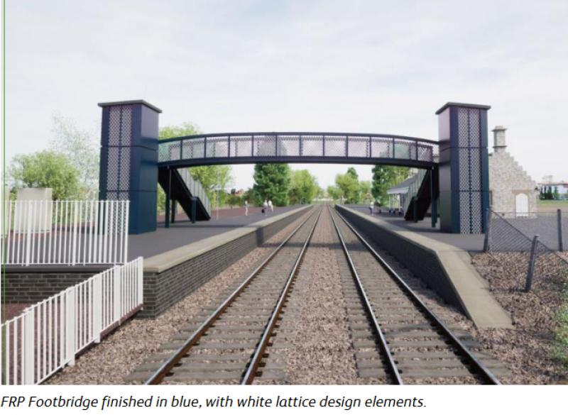 Taziker Legacy Vision Fibre Reinforced Polymer footbridge concept : Taziker Legacy Vision Fibre Reinforced Polymer lattice footbridge concept lift end view. Photo of Taziker Legacy Vision Fibre Reinforced Polymer footbridge concept