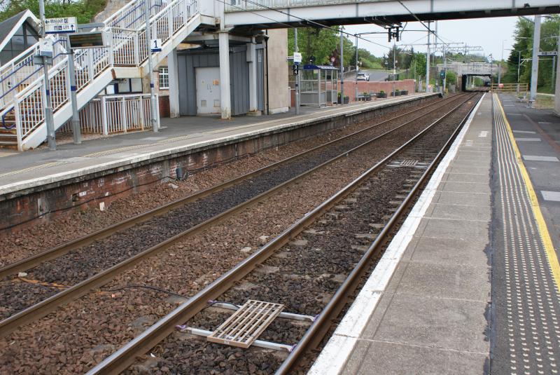 Photo of New Dunblane Down Main TWPS Overspeed Aerial pair for trains that will crossover to the Up Main.