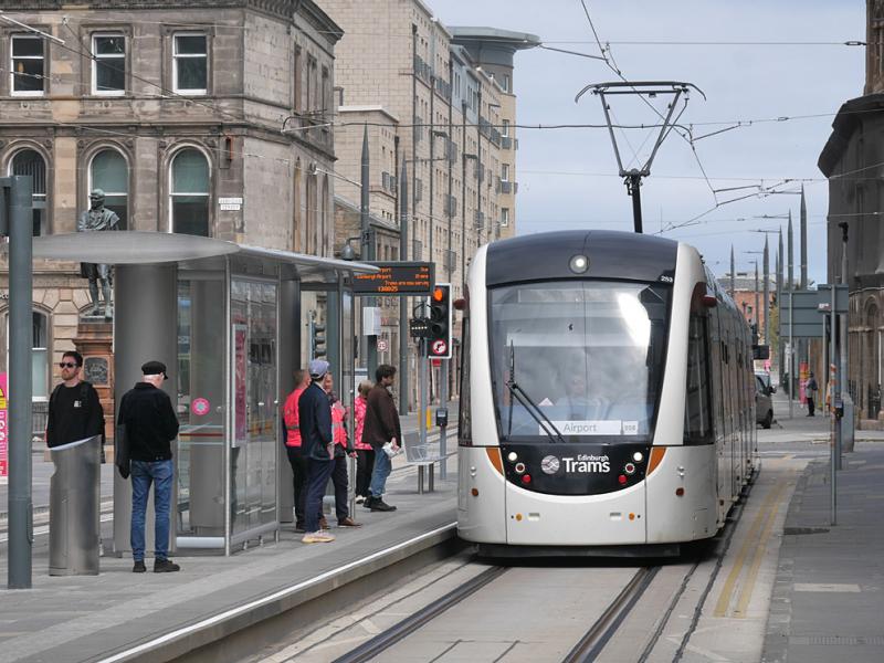 The Shore: Tram 253 arrives at The Shore on the first day of public services. Photo of The Shore