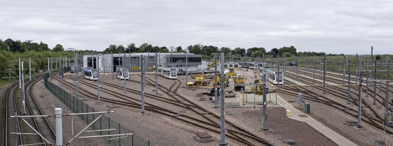 1 GENERAL VIEW OF DEPOT.jpg: THE DEPOT STILL HAD A FEW TRAMS IN RESERVE DESPITE RUNNING A VERY FREQUENT SERVICE WITH THE EXTENSION TO NEWHAVEN OPENING ABOUT 90 MINS AFTER THIS SHOT WAS TAKEN. Photo of 1 GENERAL VIEW OF DEPOT.jpg