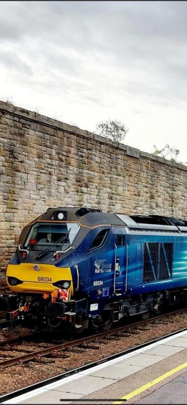 68034 at Perth: 68034 at Perth with a NTBM board on it, morning of 28 June 2023 having arrived from Carlisle. Photo of 68034 at Perth