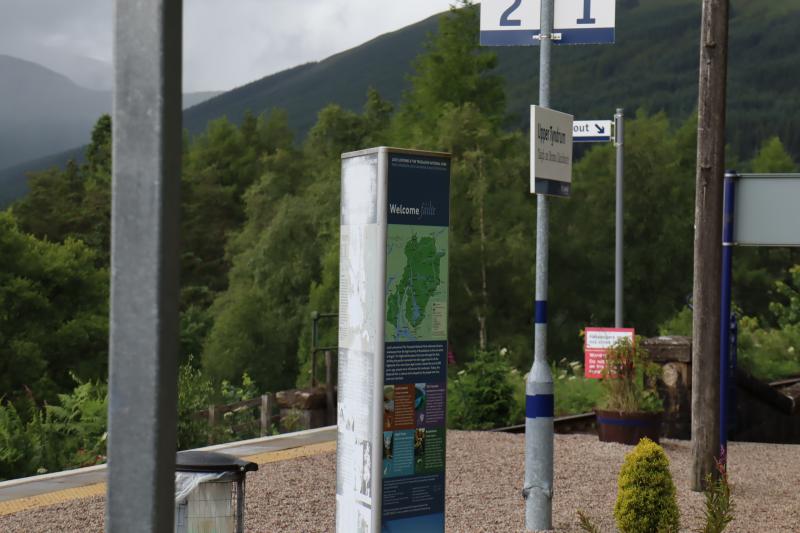 Blue Tape on Lamp Standard: Taken at Upper Tyndrum while waiting for today's LE moves to arrive. Photo of Blue Tape on Lamp Standard