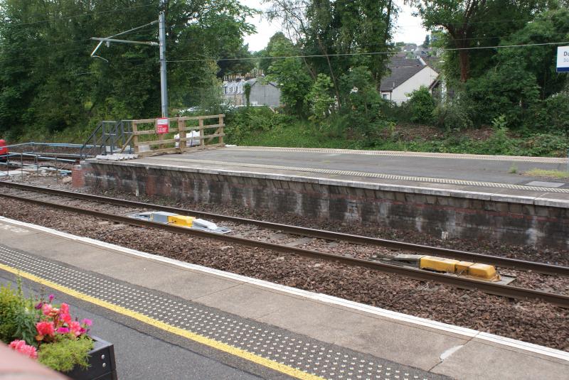 Old and new AWS magnet on the Down Main at Dunblane: Old and new AWS magnet on the Down Main at Dunblane. The altered south end of P.2/3 still being worked on. 14.08.23 Photo of Old and new AWS magnet on the Down Main at Dunblane