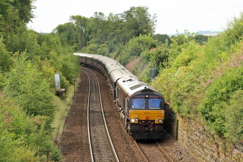 Photo of 66746 with the northbound Royal Scotsman, 16th August 2023