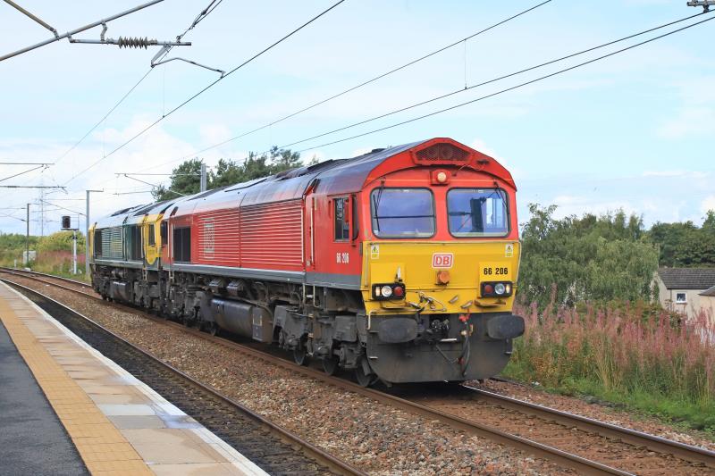 0S50: 66206 + 66416 on 0S50 12.19 Carlisle N.Y. to Millerhill passing through Newcraighall on 25/08/2023 running 3 hours early Photo of 0S50