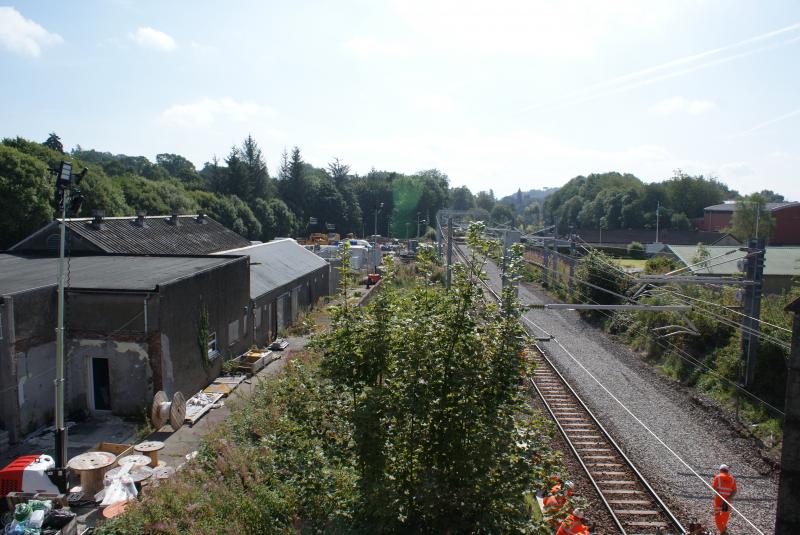 Photo of South of Stirling Road Bridge, Dunblane with the base ballast layer laid for 53A Points.