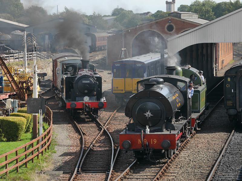 Bo'ness steam trio: 55189, NCB No.19 and LHJC No.29 in action on Sunday 3 September Photo of Bo'ness steam trio