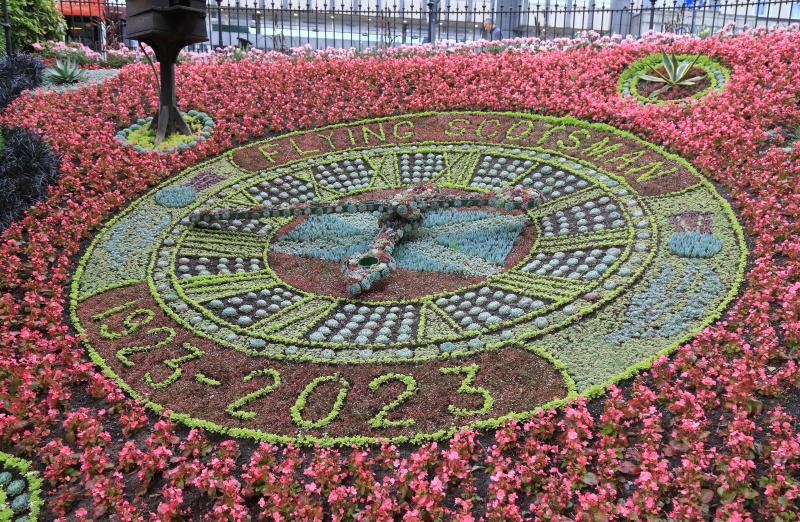 Floral Clock: Flying Scotsman Centenary in Princes Street Gardens Photo of Floral Clock