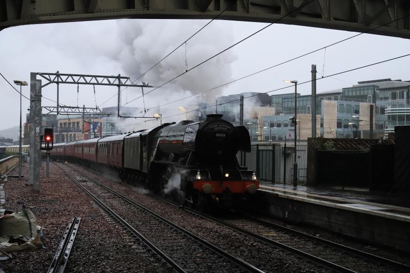 Flying Scotsman 5Z23: 60103 on 5Z23 08.46 Joppa Straight to Edinburgh passing Platform 2 Waverley on 07/10/2023. 47812 on the rear Photo of Flying Scotsman 5Z23