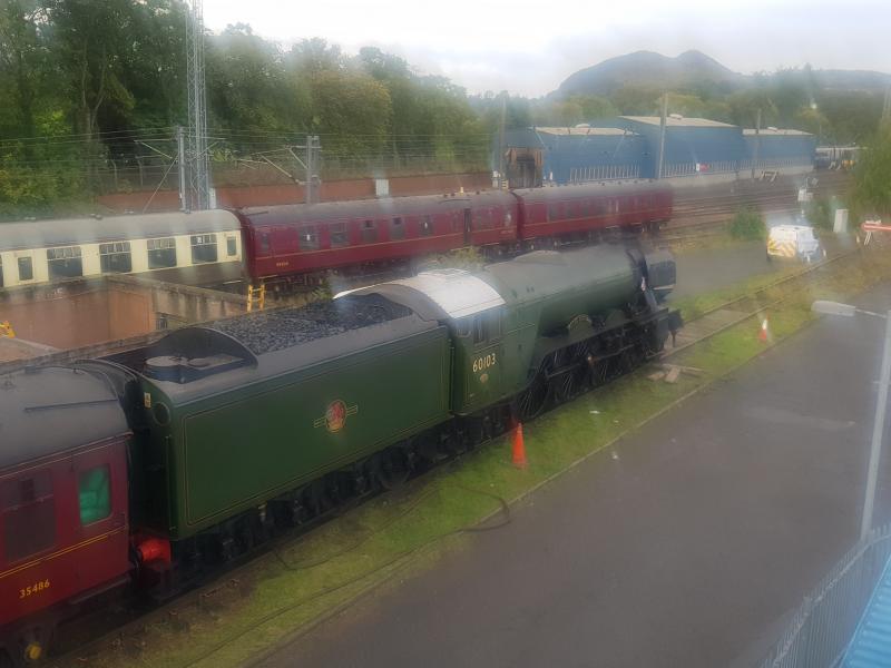 Flying Scotsman: 60103 stabled at Joppa Straight on 09/10/2023
Fresh coal added Photo of Flying Scotsman