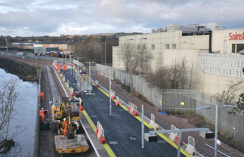 Leven platform: Work continues on the platform at Leven. View looks west. 20 December. No sign of driver training runs. Photo of Leven platform