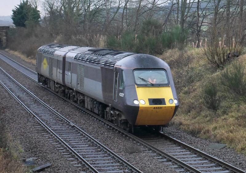Dalgety Colas HSTs: Colas power cars 43321 and 43285 approach Dalgety Bay with a Slateford - Aberdeen - Slateford trip. Photo of Dalgety Colas HSTs