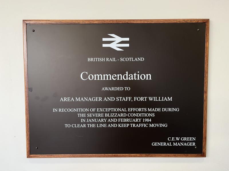 Photo of 1984 - Plaque at Fort William Station 