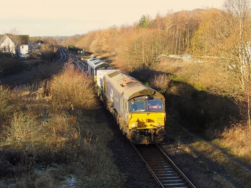 66425 6Z25 19/01/24: 66425 heading a nuclear flask with 66031 on the rear working 6Z25 0920 Motherwell- Craigentinny at Niddrie JUnction. Photo of 66425 6Z25 19/01/24